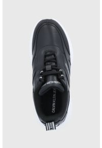 Calvin Klein Jeans Buty skórzane YW0YW00464 kolor czarny na płaskiej podeszwie. Nosek buta: okrągły. Zapięcie: sznurówki. Kolor: czarny. Materiał: poliester, guma. Obcas: na płaskiej podeszwie #3