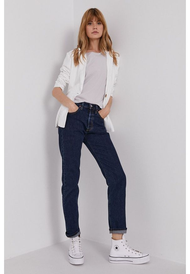 Levi's® - Levi's jeansy 501 damskie high waist. Okazja: na spotkanie biznesowe. Stan: podwyższony. Kolor: niebieski. Styl: biznesowy