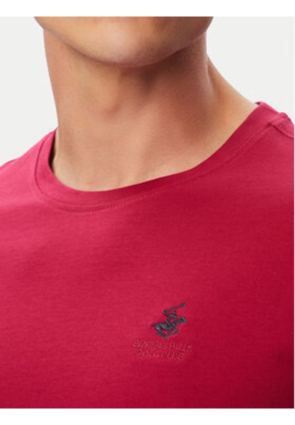 Beverly Hills Polo Club T-Shirt P-SS26M-TS41740 Bordowy Regular Fit. Typ kołnierza: polo. Kolor: czerwony. Materiał: bawełna