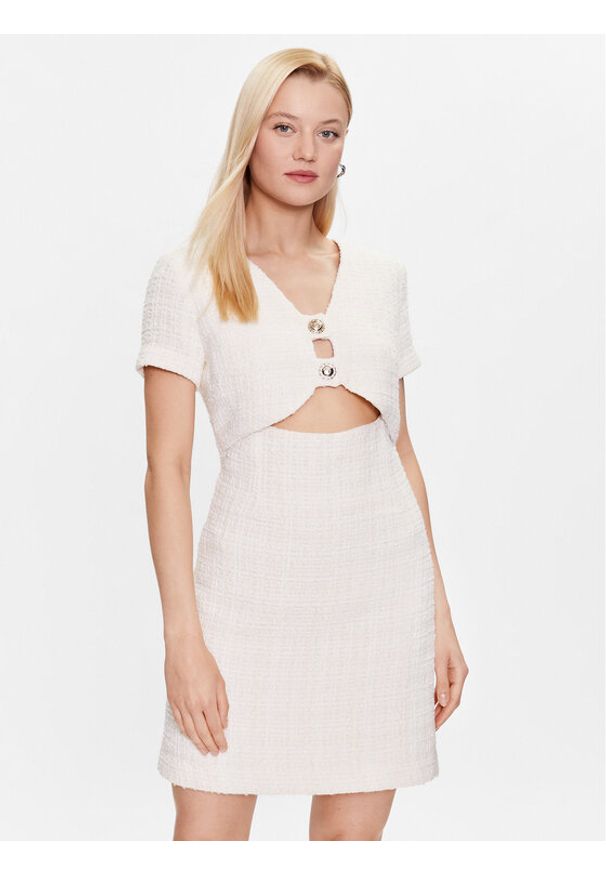 Pinko Sukienka codzienna 100946 A0UO Écru Regular Fit. Okazja: na co dzień. Materiał: bawełna. Typ sukienki: proste. Styl: casual