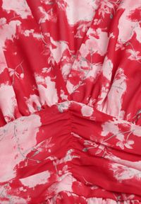 Born2be - Czerwona Sukienka Rozkloszowana w Kwiaty Aclia. Okazja: na wesele, na imprezę, na ślub cywilny. Kolor: czerwony. Wzór: kwiaty #3