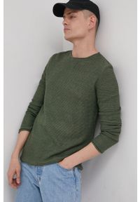 !SOLID - Solid Sweter męski kolor zielony lekki. Okazja: na co dzień. Kolor: zielony. Materiał: bawełna, dzianina. Długość rękawa: długi rękaw. Długość: długie. Styl: casual #3