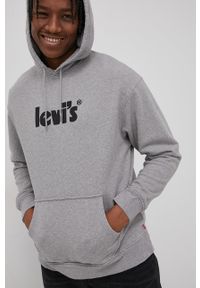 Levi's® - Levi's Bluza bawełniana męska kolor szary z kapturem z nadrukiem. Okazja: na spotkanie biznesowe. Typ kołnierza: kaptur. Kolor: szary. Materiał: bawełna. Wzór: nadruk. Styl: biznesowy #3