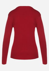 Born2be - Bordowy Sweter z Bawełną i Dekoltem w Serek Etarevia. Okazja: na co dzień. Typ kołnierza: dekolt w serek. Kolor: czerwony. Materiał: bawełna. Styl: casual #2