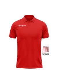 Polo z kieszonką w siateczkę Givova. Typ kołnierza: polo. Kolor: czerwony. Materiał: dzianina. Wzór: haft #1