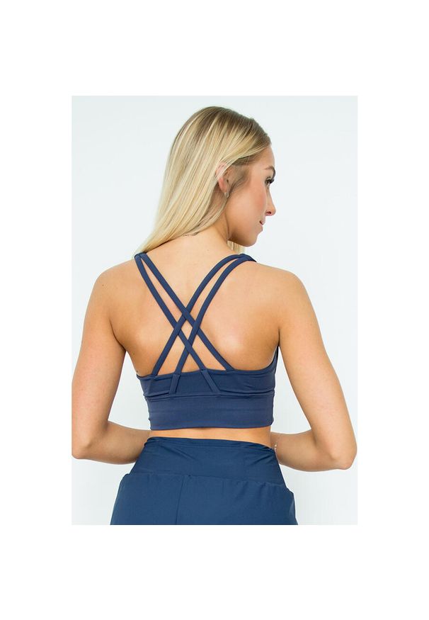 2SkIN - Stanik sportowy damski Balance midnight 2skin. Kolor: niebieski. Sport: bieganie, fitness, kolarstwo, joga i pilates