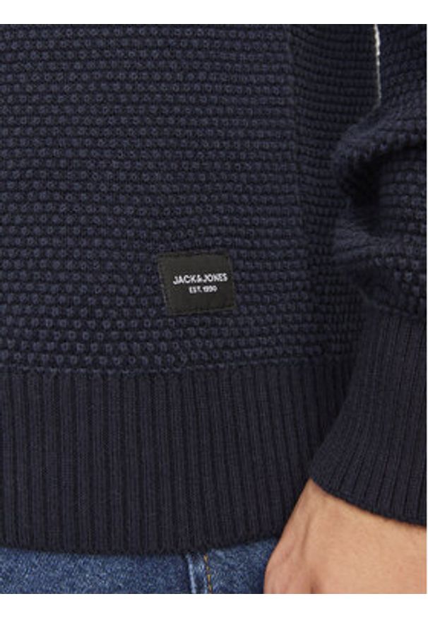 Jack & Jones - Jack&Jones Sweter Globe 12258139 Granatowy Regular Fit. Kolor: niebieski. Materiał: bawełna
