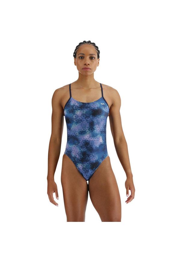 TYR - Strój Kąpielowy Tyr Starhex Cutout Fit – Blue Ice – Rozmiar 38. Kolor: niebieski