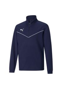Bluza Puma Teamrise Z Zamkiem 1/4 Jr Niebieska Dzieci. Kolor: biały, wielokolorowy, niebieski. Materiał: poliester