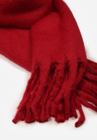 Born2be - Bordowy Szalik z Ozdobnymi Frędzlami Esariana. Okazja: na co dzień. Kolor: czerwony. Wzór: aplikacja. Styl: klasyczny, casual #3