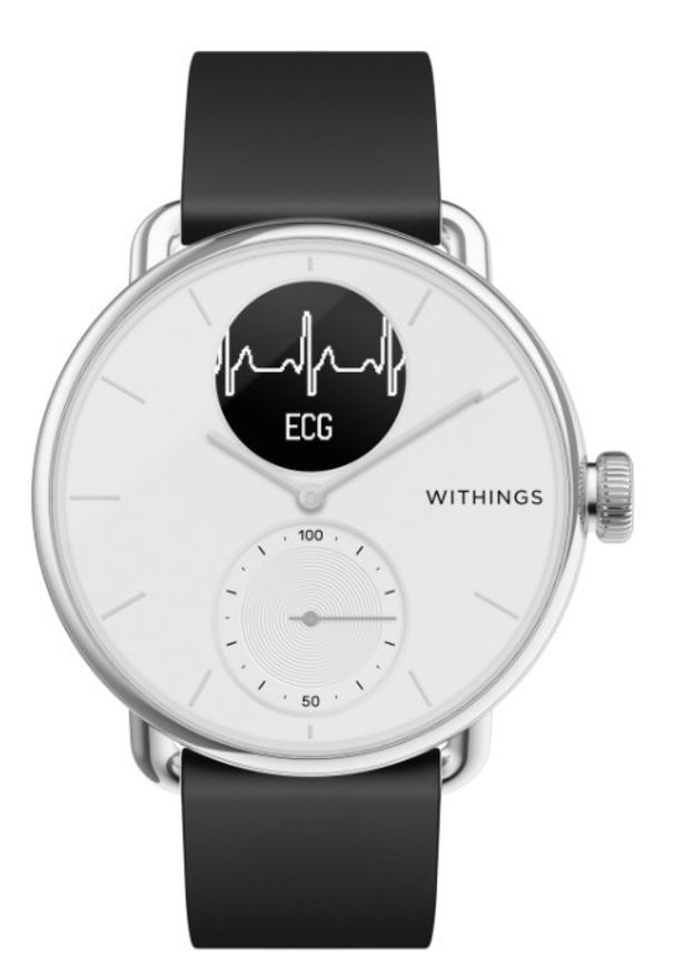WITHINGS - Smartwatch Withings Scanwatch 38mm biały. Rodzaj zegarka: smartwatch. Kolor: biały. Materiał: koronka. Styl: klasyczny