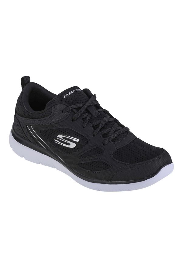 skechers - Buty sportowe Sneakersy damskie, Skechers Summits Suited. Kolor: biały, czarny, wielokolorowy. Materiał: syntetyk, materiał. Szerokość cholewki: normalna. Sport: turystyka piesza