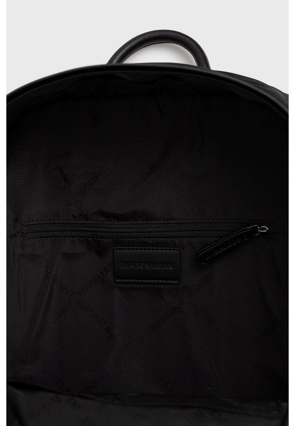 Emporio Armani plecak męski kolor czarny duży gładki. Kolor: czarny. Wzór: gładki
