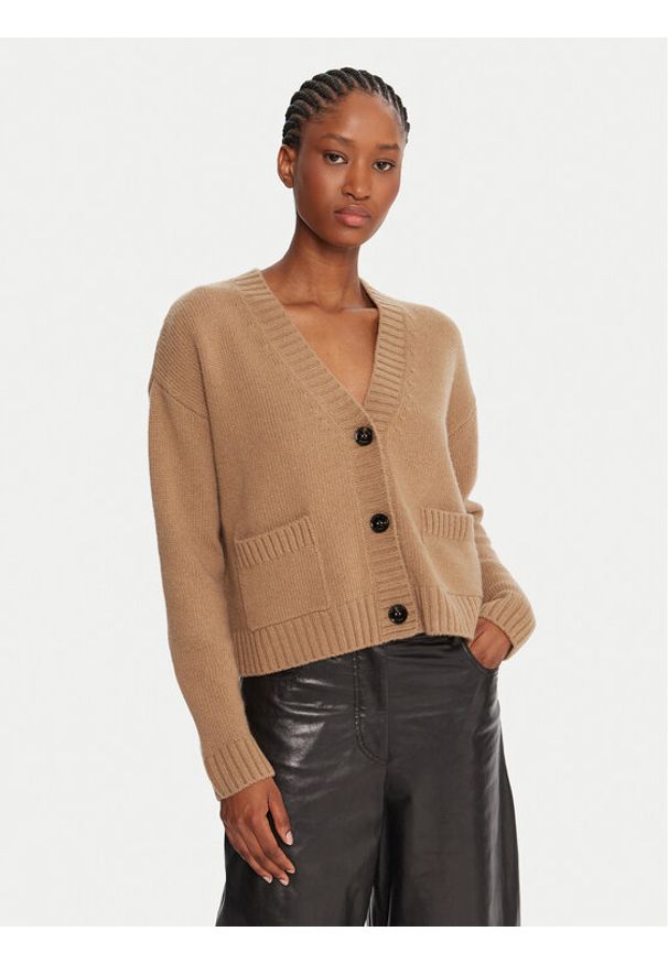 Weekend Max Mara Kardigan Filmato 2525346062 Beżowy Regular Fit. Kolor: beżowy. Materiał: wełna