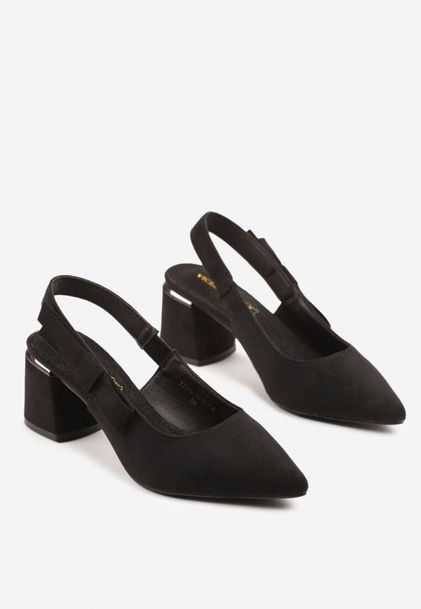 Renee - Czarne Sandały na Słupku Vices Slingback ze Skórzaną Wkładką Vevoline. Okazja: na spotkanie biznesowe, do pracy, na co dzień. Zapięcie: sprzączka. Kolor: czarny. Materiał: skóra. Sezon: lato. Obcas: na słupku. Styl: biznesowy, klasyczny, elegancki, casual