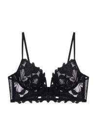 Intica - Koronkowa braletka z fiszbinami regulowane ramiączka elegancki styl Waltraude. Kolor: czarny. Materiał: koronka. Rodzaj stanika: biustonosz z fiszbinami. Wzór: koronka #1