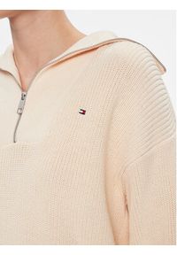 TOMMY HILFIGER - Tommy Hilfiger Sweter Co Cardi Stitch 1/2 Zip Swt WW0WW42420 Żółty Regular Fit. Kolor: żółty. Materiał: bawełna #4