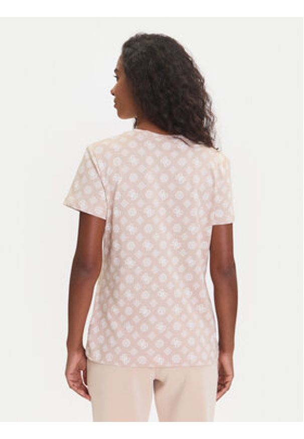 Guess T-Shirt V5YI04 I3Z14 Beżowy Regular Fit. Kolor: beżowy. Materiał: bawełna