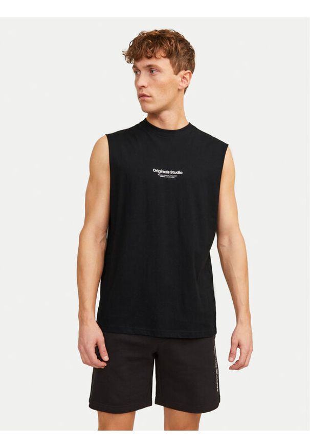Jack & Jones - Jack&Jones Tank top Vesterbro 12250430 Czarny Oversize. Kolor: czarny. Materiał: bawełna