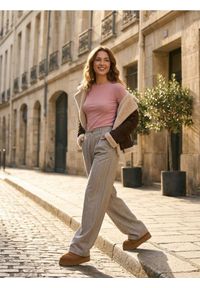 Sinsay - Spodnie wide leg - beżowy. Kolor: beżowy #1