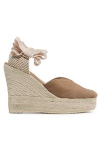 Manebi Espadryle Heart-Shaped Wedge Espadrilles W 1.9 WH Brązowy. Kolor: brązowy. Materiał: zamsz, skóra #1