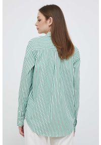 TOMMY HILFIGER - Tommy Hilfiger koszula bawełniana damska kolor zielony relaxed z kołnierzykiem klasycznym. Typ kołnierza: kołnierzyk klasyczny. Kolor: zielony. Materiał: bawełna. Długość: długie. Styl: klasyczny #5