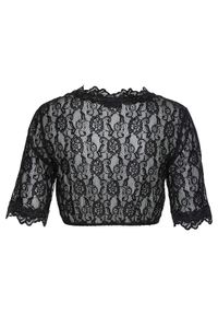 bonprix - Bluzka koronkowa w ludowym stylu. Kolor: czarny. Materiał: koronka. Wzór: koronka
