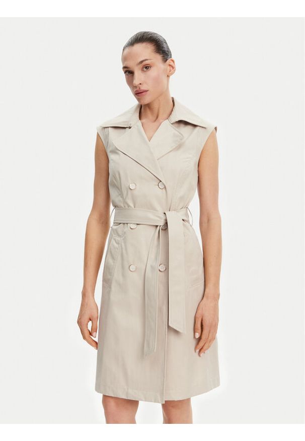 Guess Sukienka koszulowa W5GK0V WH5V1 Beżowy Regular Fit. Kolor: beżowy. Materiał: syntetyk, bawełna. Typ sukienki: koszulowe