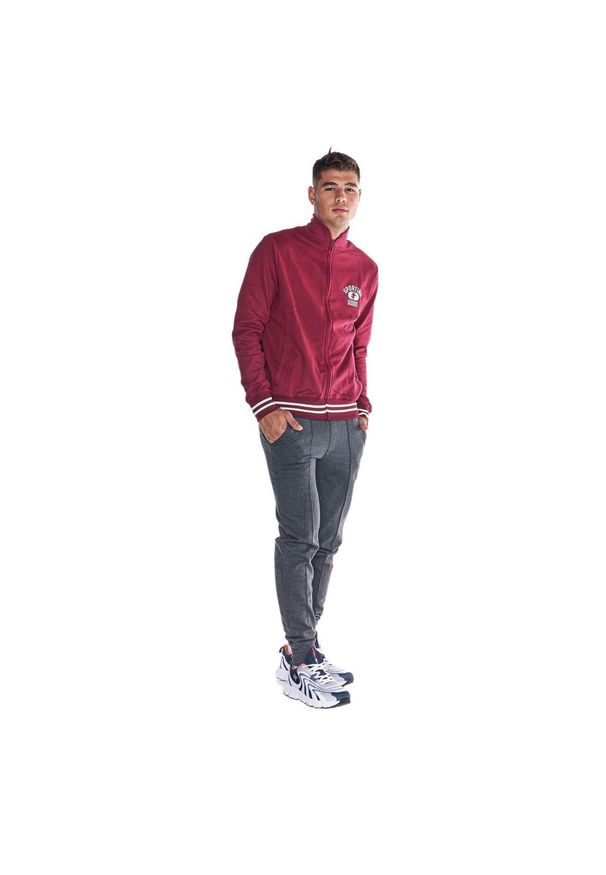 LEONE 1947 APPAREL - Męski dres College ze stójką i zamkiem błyskawicznym. Kolor: czerwony. Materiał: dresówka. Sport: fitness