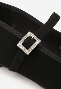 Renee - Czarne Balerinki z Imitacji Zamszu z Kwadratowym Noskiem i Zapięciem na Sprzączkę Ivaleria. Okazja: na co dzień. Zapięcie: sprzączka. Kolor: czarny. Materiał: zamsz. Obcas: na obcasie. Styl: casual. Wysokość obcasa: niski #6