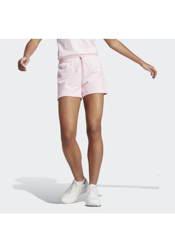 Adidas - Essentials Linear French Terry Shorts. Kolor: biały, wielokolorowy, różowy
