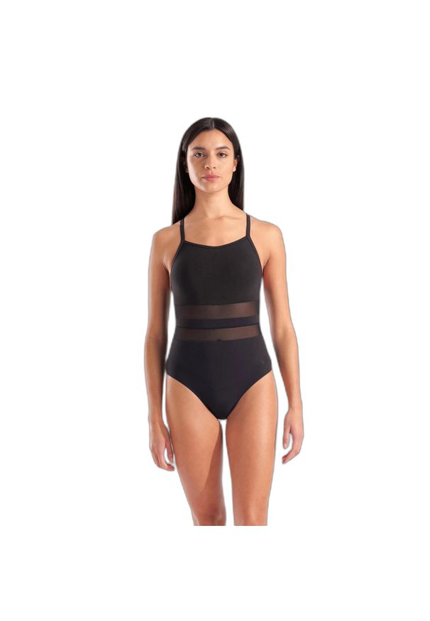 Damski kostium kąpielowy 1-częściowy Arena Mesh Equals. Kolor: czarny. Materiał: mesh