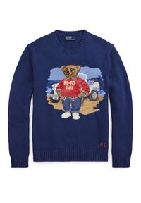 Polo Ralph Lauren Sweter 710964798001 Granatowy Regular Fit. Typ kołnierza: polo. Kolor: niebieski. Materiał: bawełna