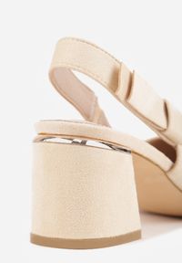 Renee - Beżowe Sandały na Słupku Vices Slingback ze Skórzaną Wkładką Vevoline. Okazja: na co dzień, do pracy, na spotkanie biznesowe. Zapięcie: sprzączka. Kolor: beżowy. Materiał: skóra. Sezon: lato. Obcas: na słupku. Styl: klasyczny, casual, biznesowy, elegancki #6