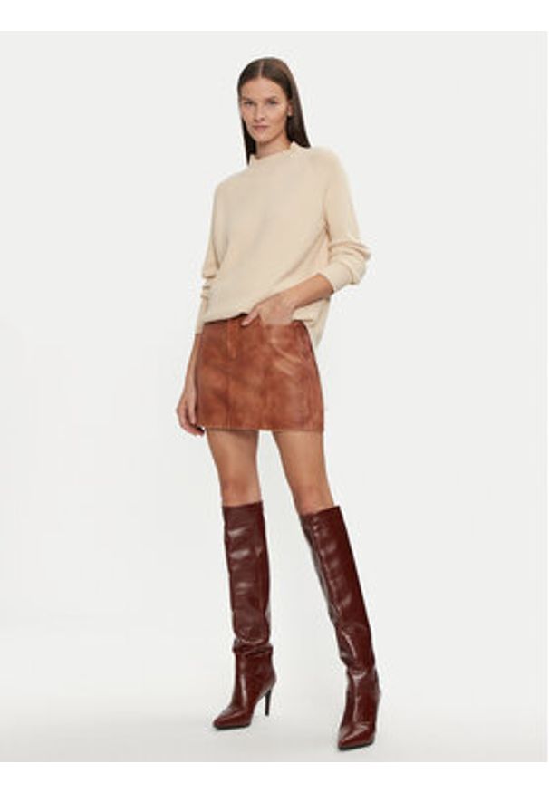 Kontatto Sweter 3M0128 Beżowy Relaxed Fit. Kolor: beżowy. Materiał: syntetyk