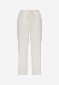 Renee - Jasnobeżowe Prążkowane Spodnie High Waist z Szerokimi Nogawkami Ginorria. Stan: podwyższony. Kolor: beżowy. Materiał: prążkowany. Długość: krótkie. Sezon: lato #2