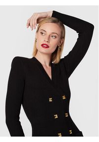 Elisabetta Franchi Sukienka dzianinowa AM-39S-26E2-V500 Czarny Slim Fit. Kolor: czarny. Materiał: wiskoza, dzianina #3