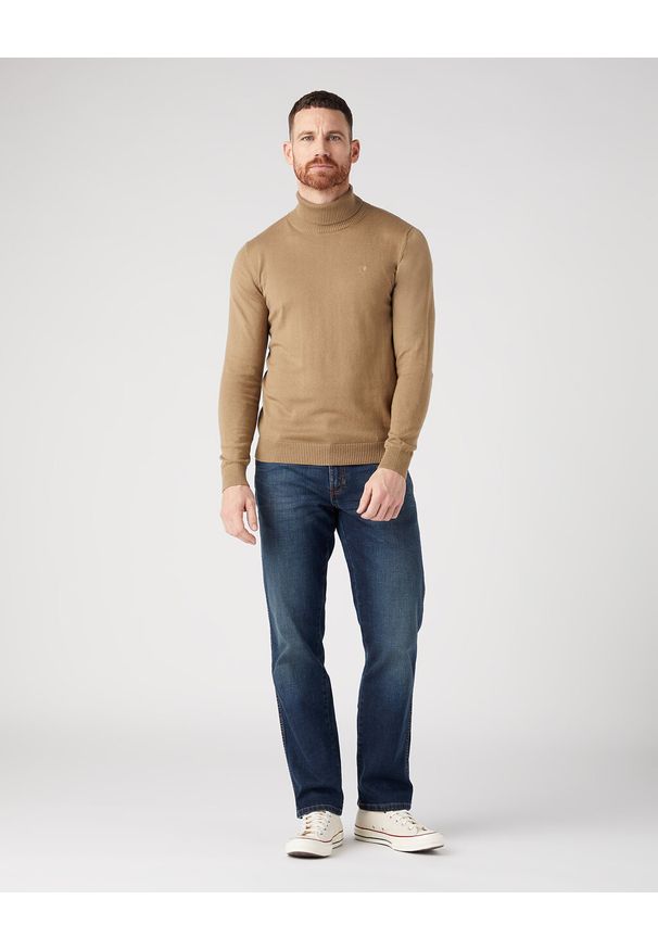 Wrangler - WRANGLER MĘSKA SWETER ROLL NECK KNIT LEAD GREY 112343113 W8D4016778. Okazja: na co dzień. Materiał: wełna, nylon, bawełna, materiał. Długość rękawa: długi rękaw. Długość: długie. Styl: casual, elegancki