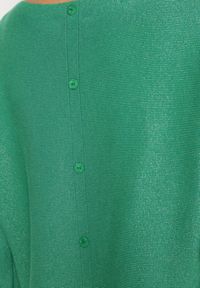 Born2be - Ciemnozielony Luźny Sweter z Metaliczną Nitką Otaxie. Kolor: zielony. Materiał: tkanina. Długość rękawa: długi rękaw. Długość: długie. Wzór: aplikacja