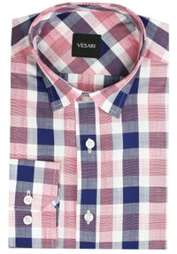 Koszula Vesari (Vistula) - Różowo-Granatowa Krata - Regular. Kolor: niebieski, różowy, wielokolorowy. Materiał: bawełna. Sezon: lato. Styl: klasyczny, elegancki #2