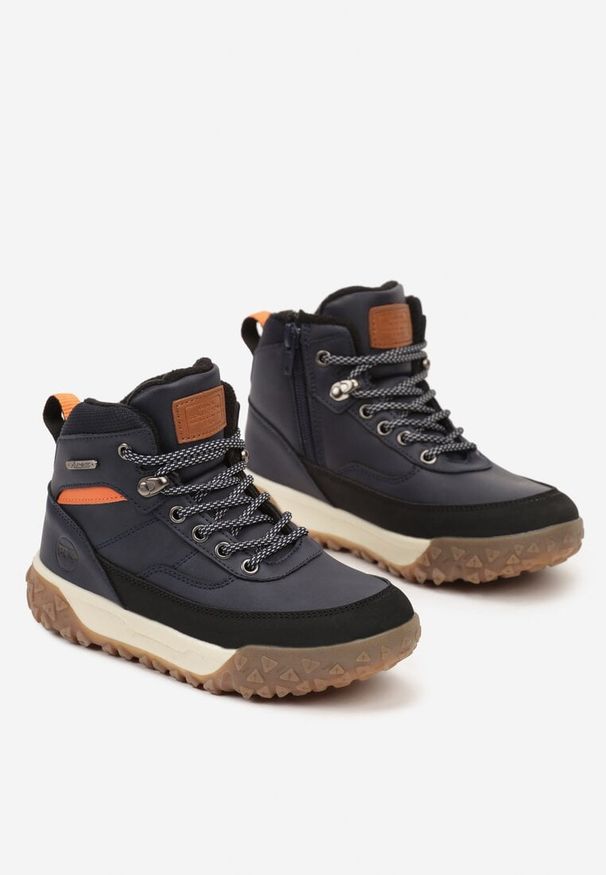 Born2be - Granatowe Botki Trekkingowe Sznurowane Taithlen. Okazja: na co dzień. Zapięcie: sznurówki. Kolor: niebieski. Materiał: jeans. Styl: casual, elegancki