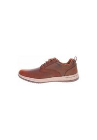 skechers - Buty do chodzenia męskie Skechers Delson. Zapięcie: sznurówki. Kolor: wielokolorowy, brązowy. Materiał: materiał. Szerokość cholewki: normalna. Sport: turystyka piesza