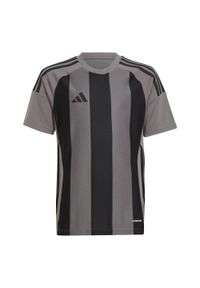 Adidas - Koszulka Striped 24 Kids. Kolor: czarny, szary, wielokolorowy. Materiał: materiał. Sport: piłka nożna