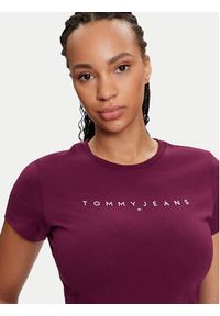 Tommy Jeans T-Shirt Linear DW0DW18398 Bordowy Slim Fit. Kolor: czerwony. Materiał: bawełna #3