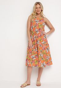 Born2be - Pomarańczowa Sukienka Mennotia. Okazja: na imprezę, na co dzień. Kolor: pomarańczowy. Długość rękawa: na ramiączkach. Typ sukienki: proste. Styl: casual, elegancki #1