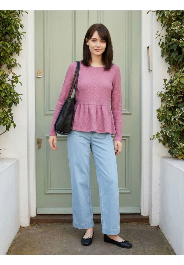 Sinsay - Bluzka z ozdobnymi falbanami - różowy. Kolor: różowy