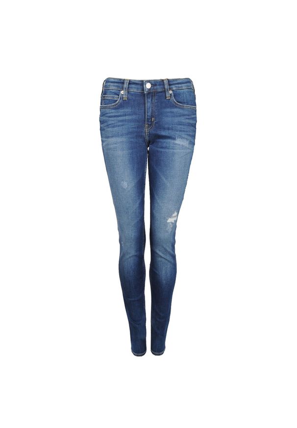 Calvin Klein Jeansy "Skinny 011". Materiał: jeans. Wzór: aplikacja