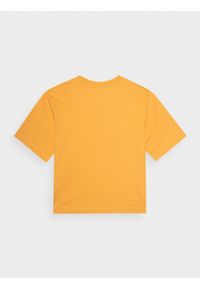 outhorn - T-shirt z nadrukiem damski - żółty. Okazja: na co dzień. Kolor: żółty. Materiał: bawełna, dzianina. Wzór: nadruk. Styl: casual