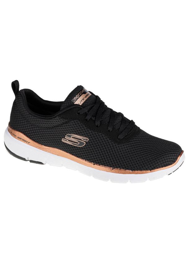 skechers - Buty do chodzenia damskie Skechers Flex Appeal 30. Zapięcie: sznurówki. Kolor: wielokolorowy, czarny, niebieski. Materiał: materiał, syntetyk, tkanina. Szerokość cholewki: normalna. Sport: turystyka piesza