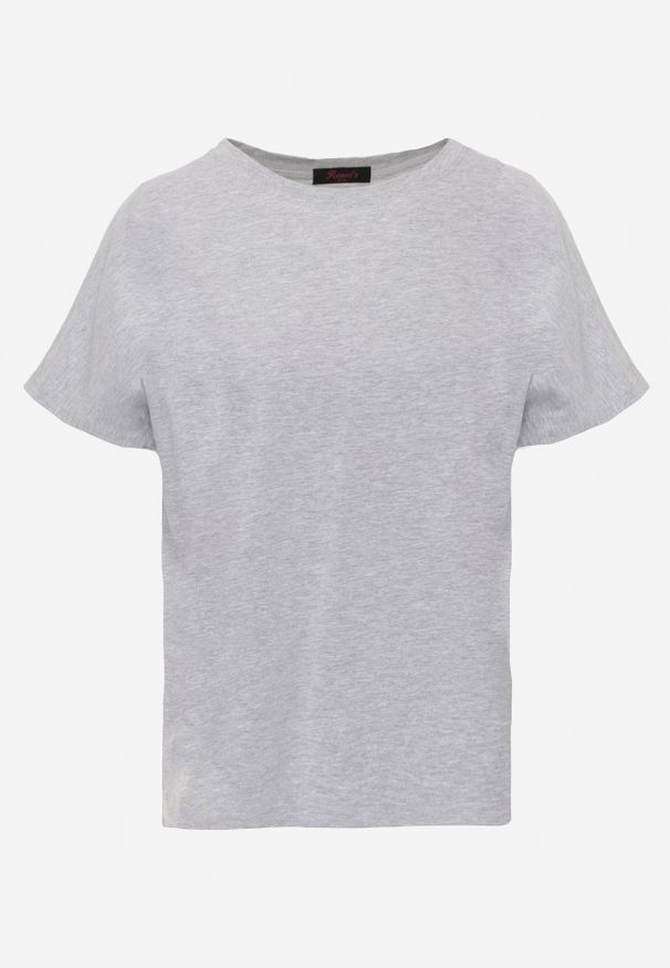 Renee - Szary T-shirt Basic Oversize z Bawełny Elusis. Okazja: na co dzień. Kolor: szary. Materiał: bawełna. Styl: elegancki, casual
